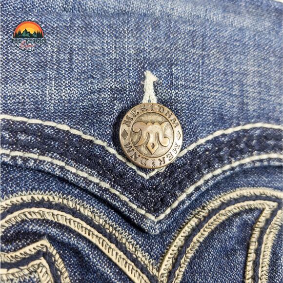 MEK Denim Jeans Y2K Cyber Wide Leg Button Fly Med Wash USA Design Mens Sz 34x34 - Picture 11 of 16